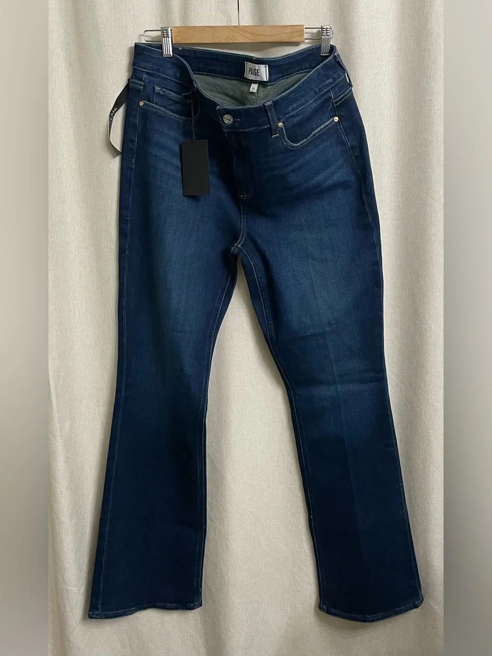 PAIGE High Rise Manhattan Slim Bootcut Jeans Size 34 32” NWT